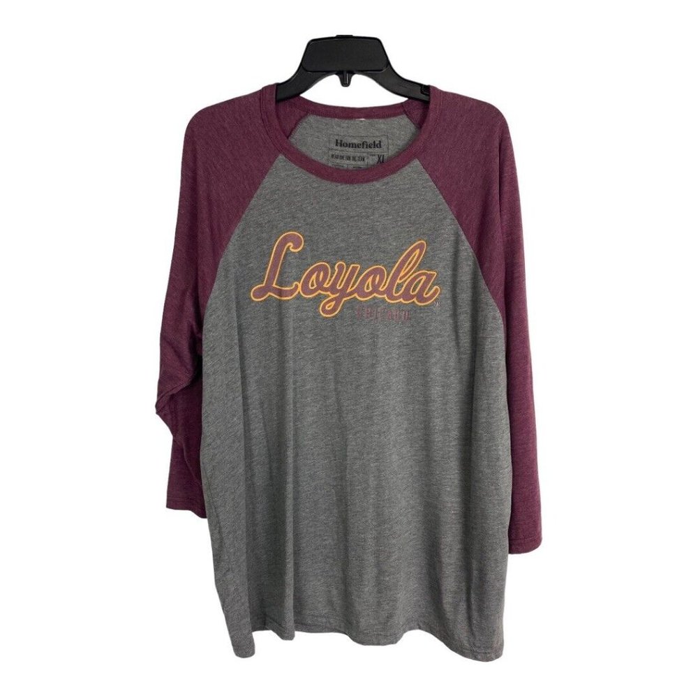 Loyola Womens Shirt Adult Size XL Gray Maroon Chicago Soft 3/4 Sleeve
